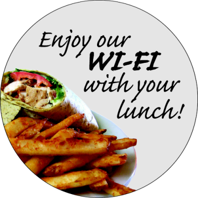 7" round white sticker