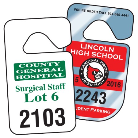 automotive mirror hang-tag parking permits spot color